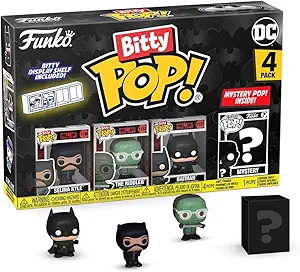 Funko Bitty POP! Batman 85th - Catwoman, 4-Pack and A Surprise Mystery Mini Figure - 0.9 Inch (2.2 Cm) - DC Comics Collectable - Stackable Display Shelf Included - Gift Idea - Party Bags Stocking