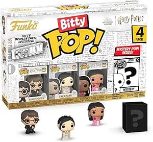 Funko Bitty POP HP GOF - Harry, 4-Pack and A Surprise Mystery Mini Figure - 0.9 Inch (2.2 Cm) - Harry Potter Collectable - Stackable Display Shelf Included - Gift Idea - Party Bags Stocking